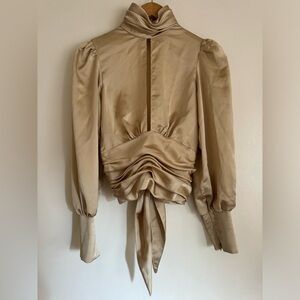 Orseund Iris Satin Tan Blouse